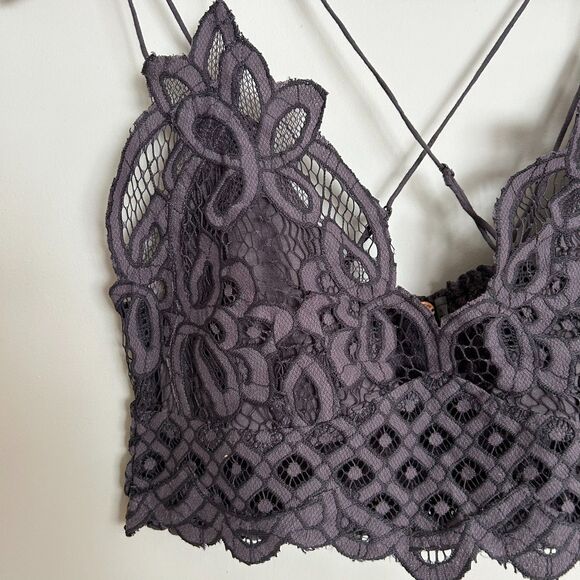 Free People Adella Bralette Bra - Dark Grey / Charcoal - Picture 8 of 11